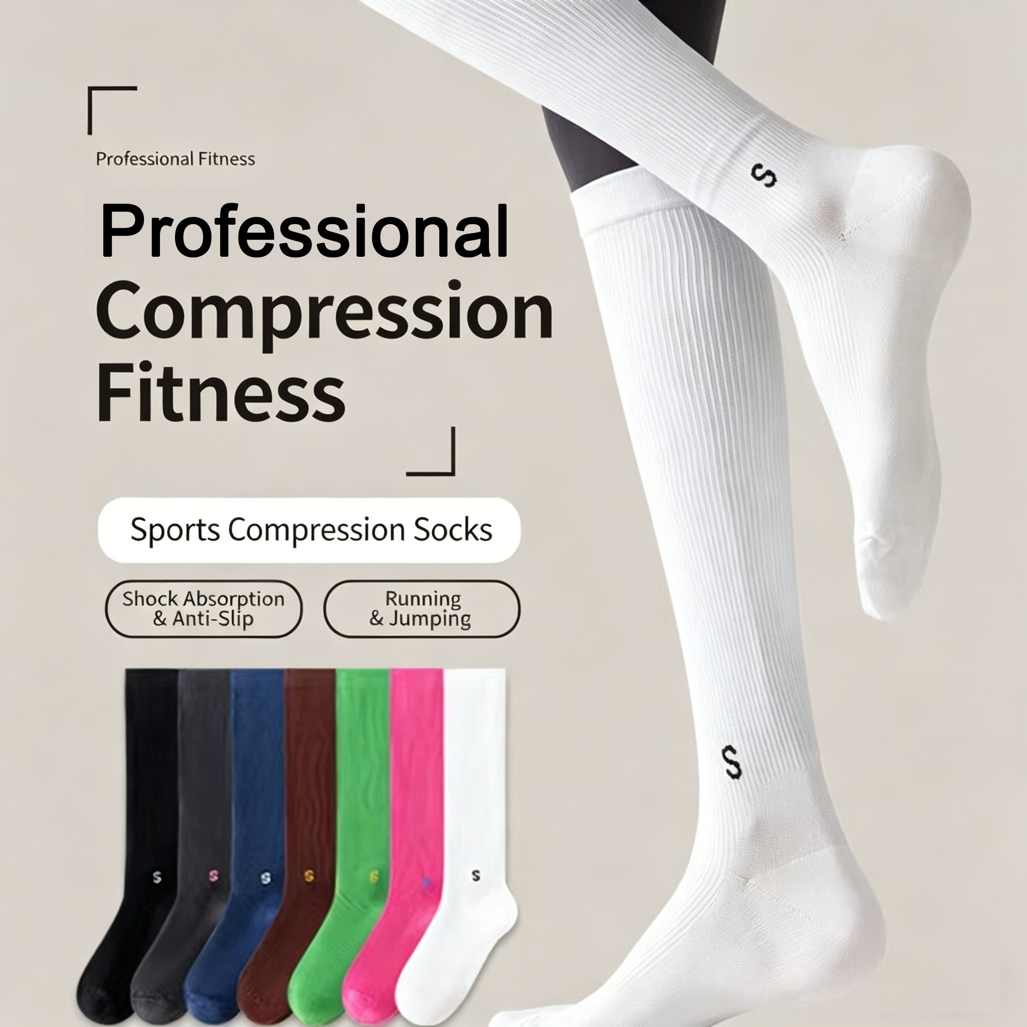 Speed Skipping Rope - Calcetines de Compresión Deportivos Profesionales para