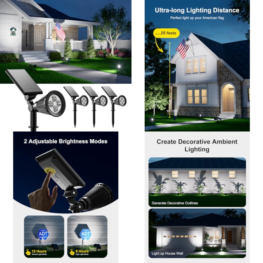 Outdoor Spotlight - Focos Solares para Exteriores, Impermeables, para