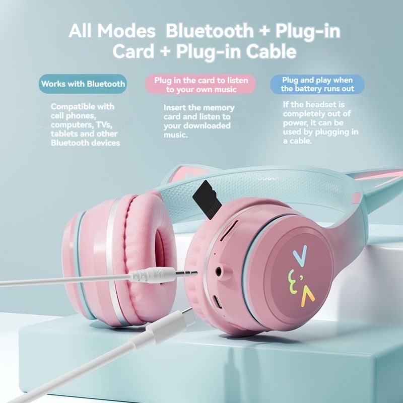 Outdoor Sport Activities For Kids - Auriculares inalámbricos RGB con orejas de