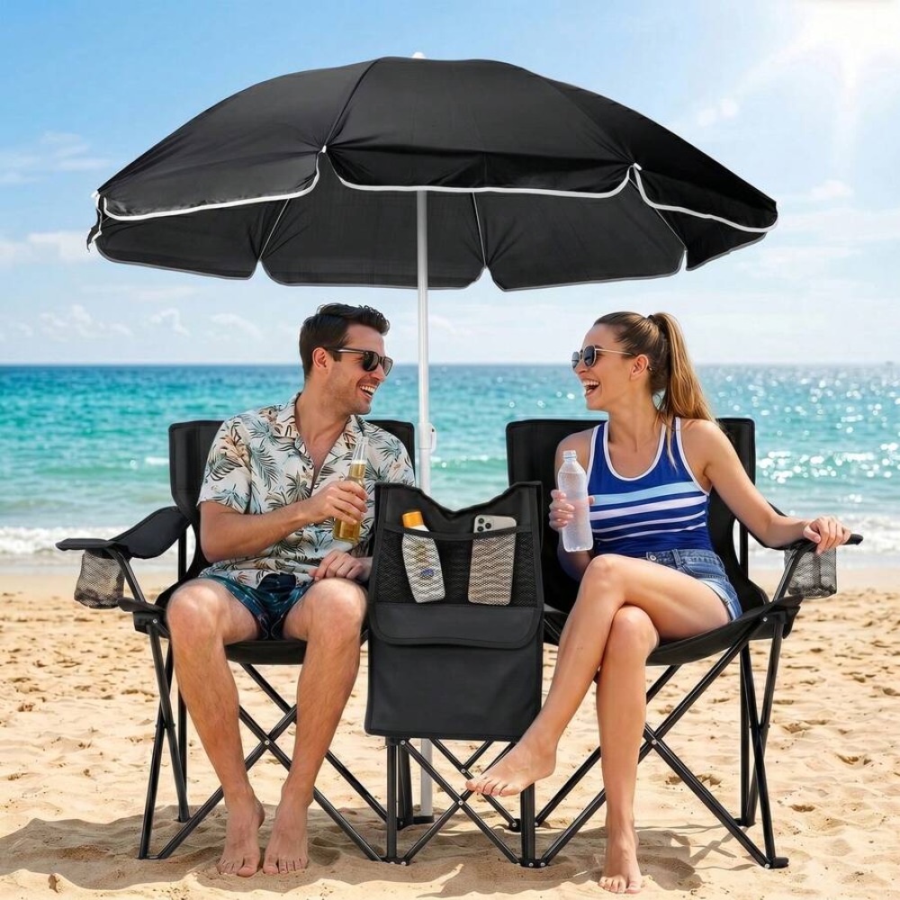 Silla de Pesca Plegable Doble  - Outdoor Sports Umbrella reseña y precio