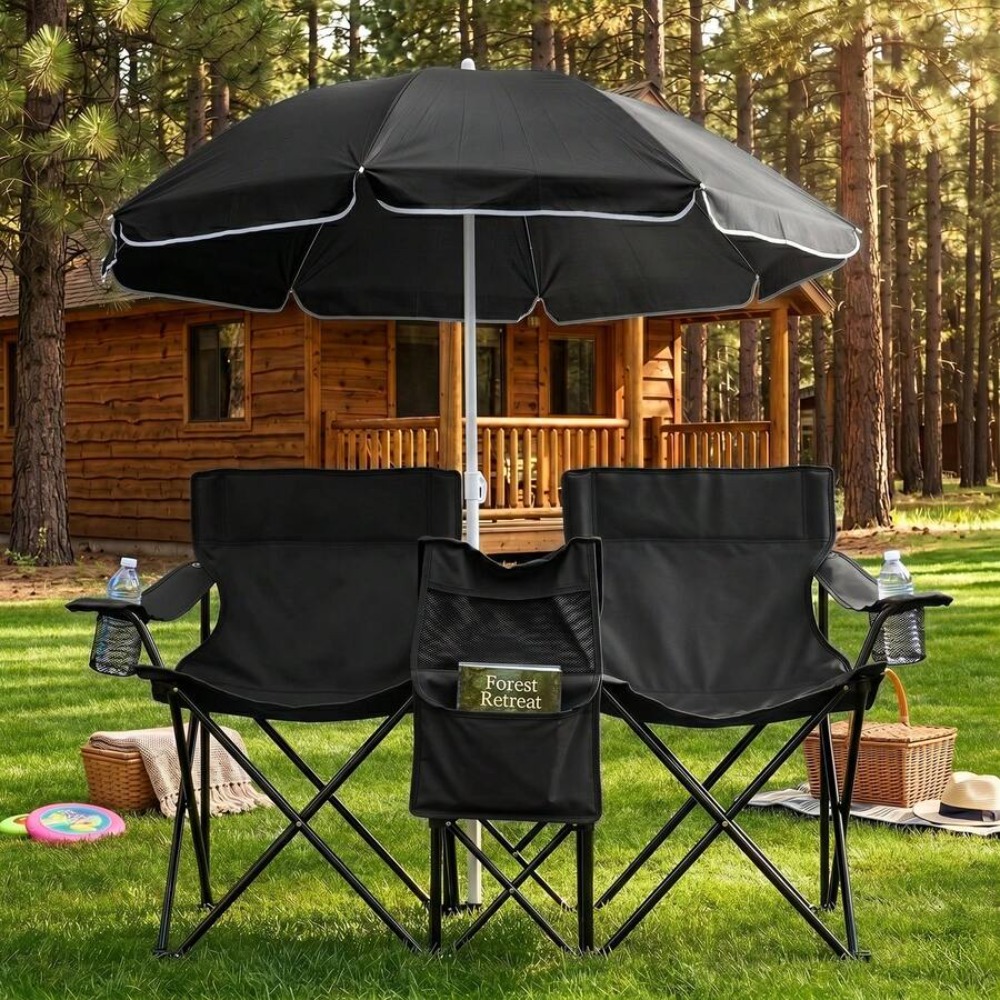 Silla de Pesca Plegable Doble  - Outdoor Sports Umbrella reseña y precio